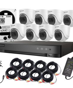 Kit 8 Cámaras Hikvision 1080p Lite 8 Domo 1TB CABLES 8X18M