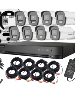 Kit de 8 Cámaras bullet Analógicas ColorVu Hikvision - Visión en Color de Noche y Audio Integrado