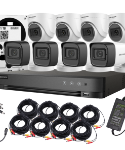 Kit 8 Cámaras Hikvision 1080p 4 Bala 4 Domo 1TB 1TB
