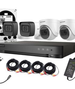 Kit 4 Cámaras Hikvision 1080p 2 Bala 2 Domo 1TB CABLES 4X18M