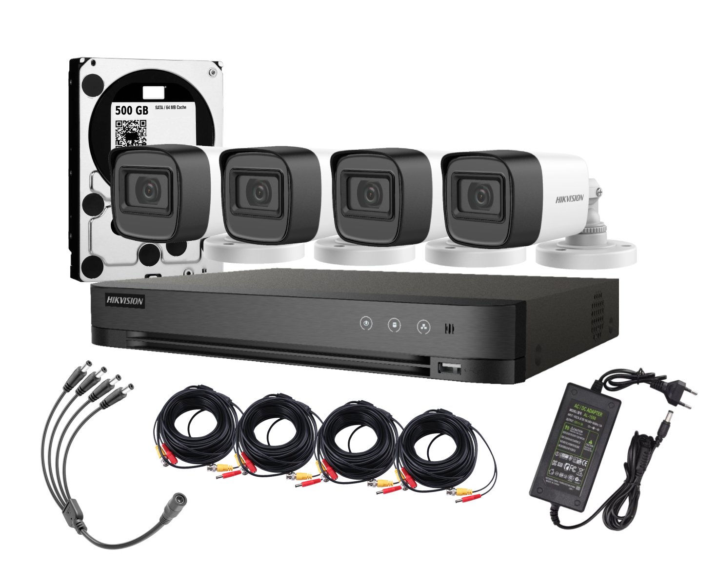 Kit 4 Cámaras Hikvision 1080p 4 Bala 1TB CABLES 4X18M
