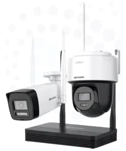 Kit 2 Cámaras Wifi Bala + Domo Pt Nvr Hikvision Easylink 4mp Color Blanco
